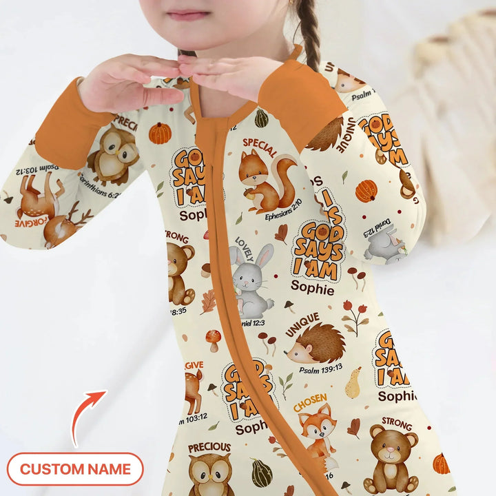 God Says I Am Autumn Custom Name Faith Convertible Zippy , God Says I Am Autumn Custom Name Faith Convertible Zippy - 0-3M