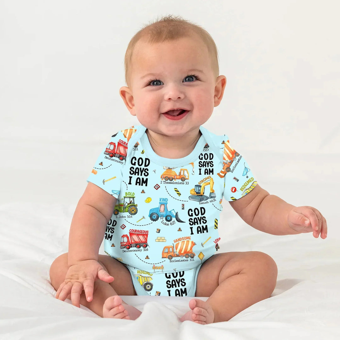 God Says I Am Boy BodySuit , God Says I Am Boy BodySuit - White / Long Sleeve / Newborn