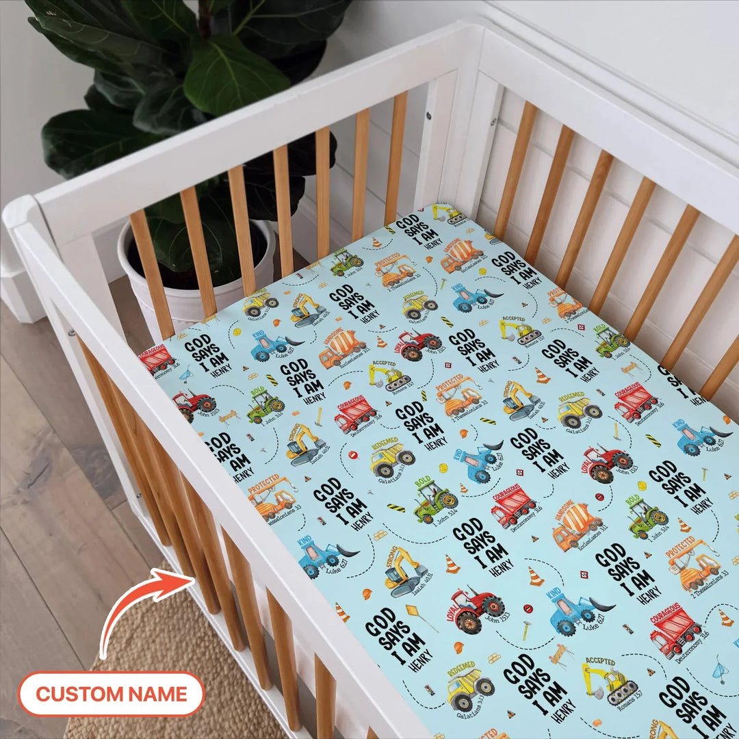 God Says I Am Boy Fitted Crib Sheet , God Says I Am Boy Fitted Crib Sheet - Default Title