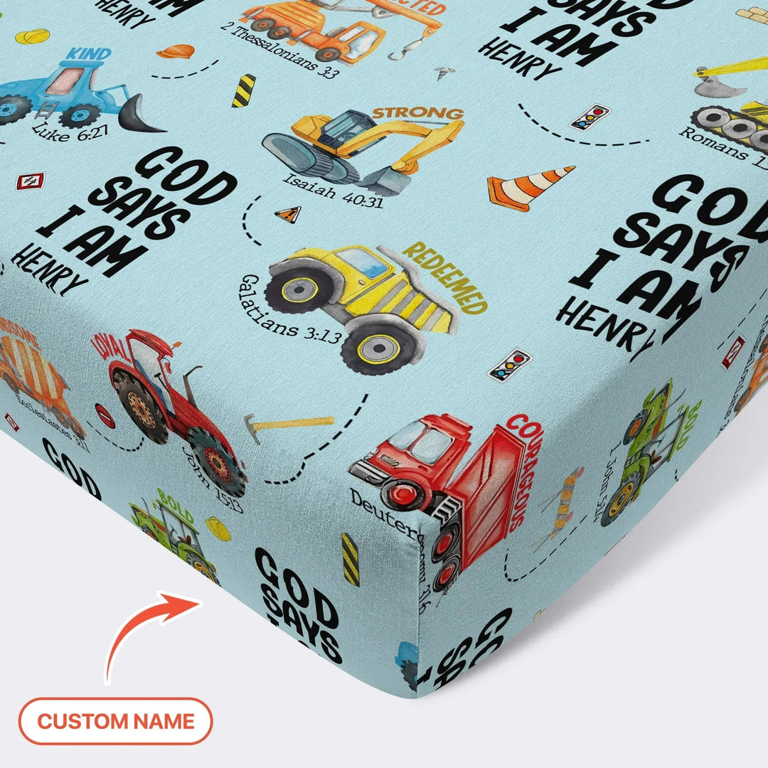 God Says I Am Boy Fitted Crib Sheet , God Says I Am Boy Fitted Crib Sheet - Default Title
