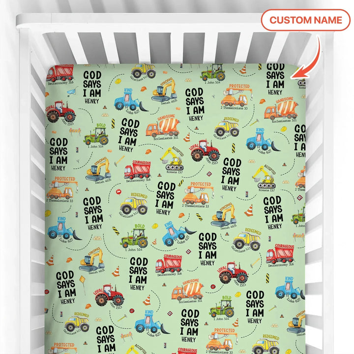 God Says I Am Boy Fitted Crib Sheet , God Says I Am Boy Fitted Crib Sheet - Default Title
