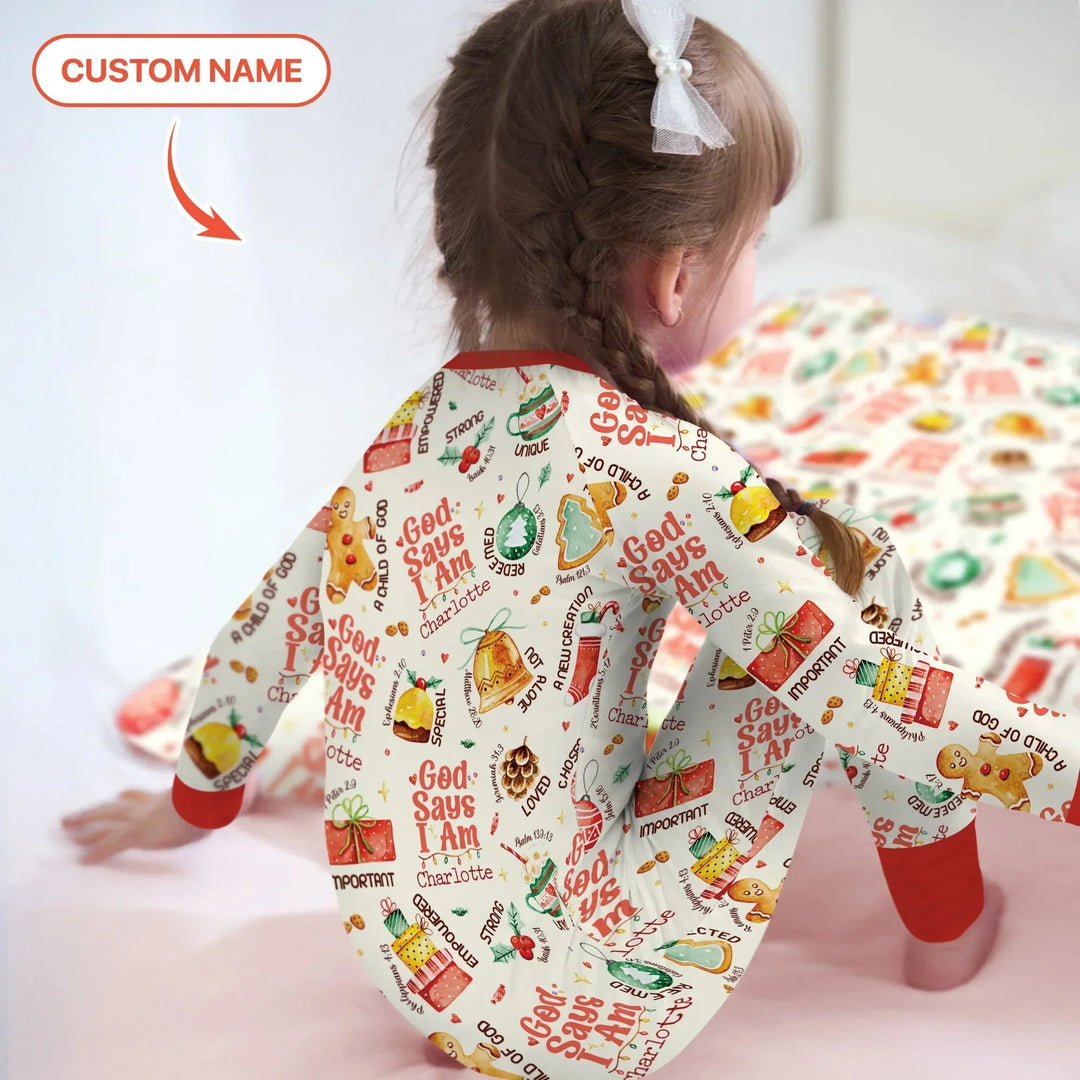 God Says I Am Custom Name Joyful Christmas Convertible Zippy , God Says I Am Custom Name Joyful Christmas Convertible Zippy - 0-3M