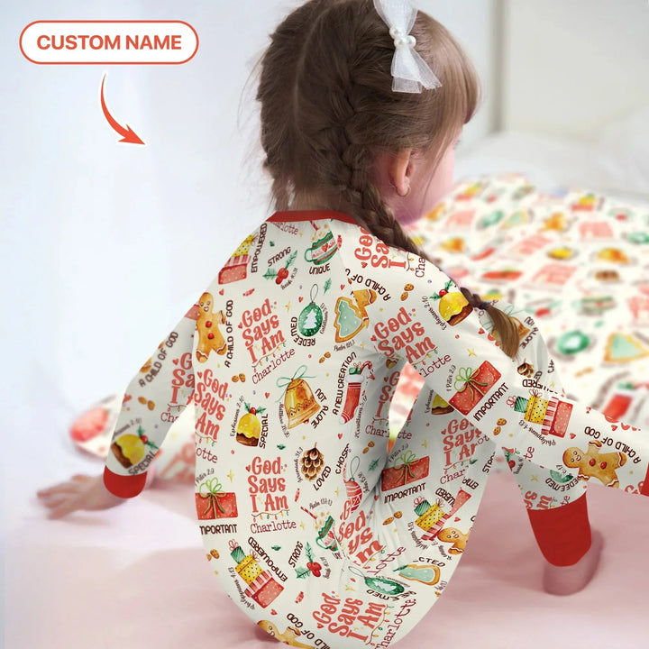 God Says I Am Custom Name Joyful Christmas Convertible Zippy , God Says I Am Custom Name Joyful Christmas Convertible Zippy - 0-3M