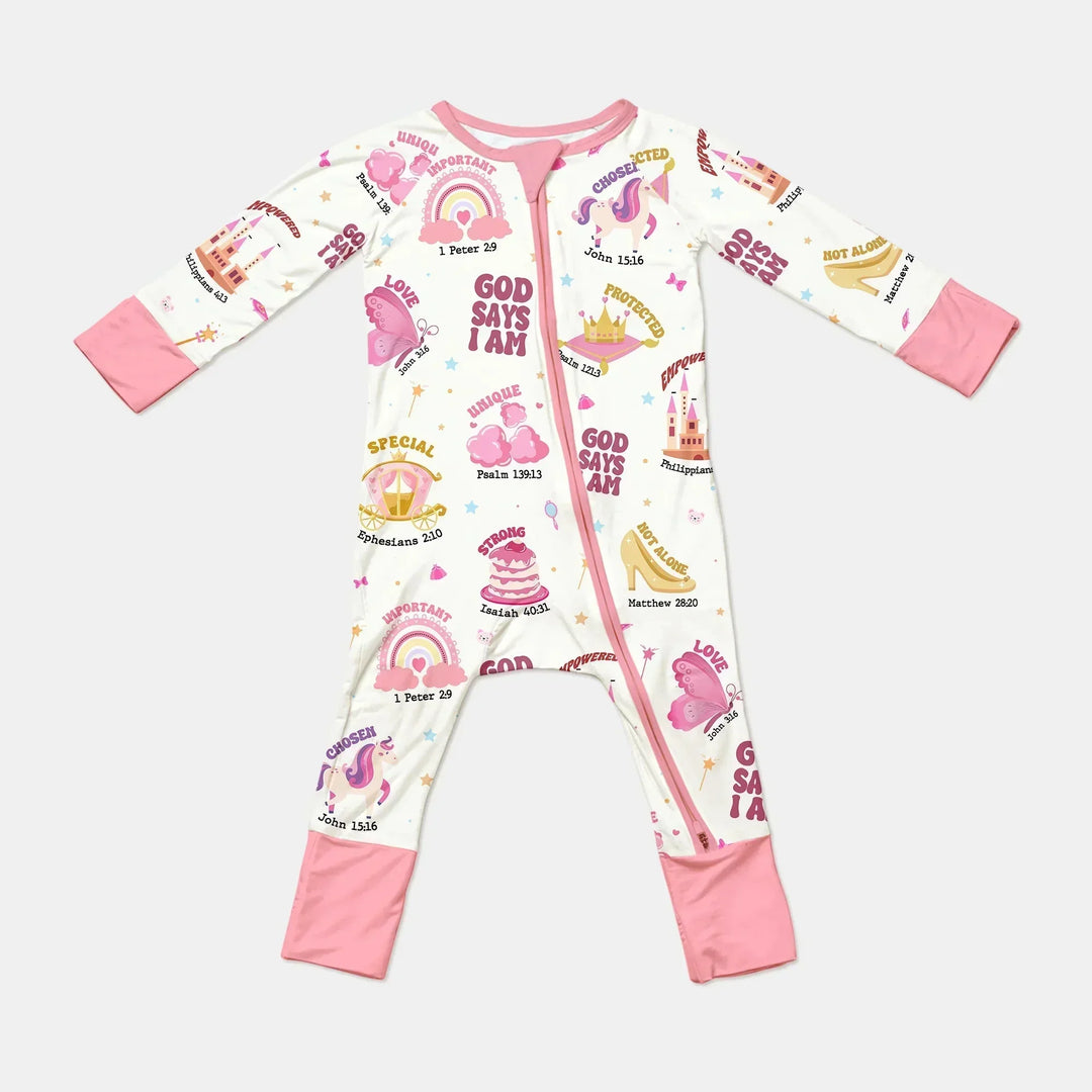 God Says I Am Girl Convertible Zippy , God Says I Am Girl Convertible Zippy - 0-3M / White/Pink