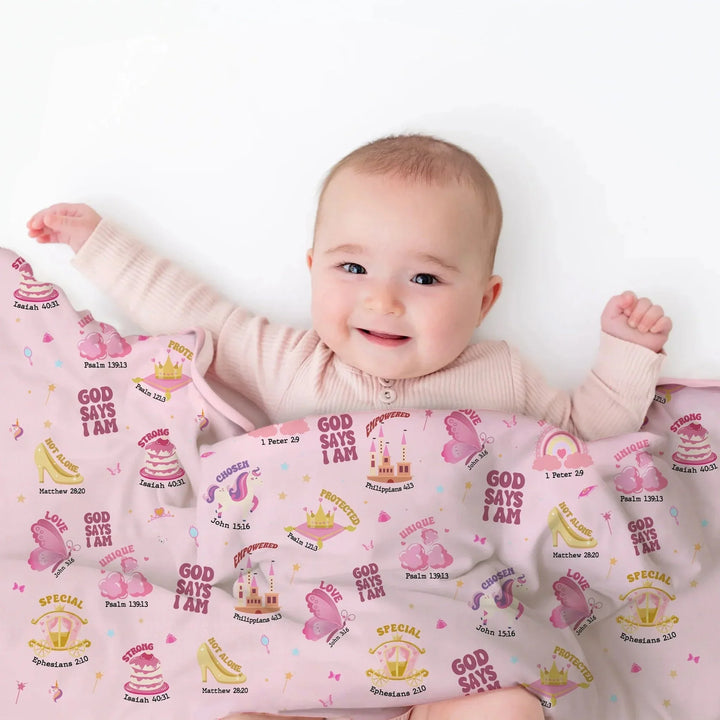 God Says I Am Girl Toddler Blanket , God Says I Am Girl Toddler Blanket - White
