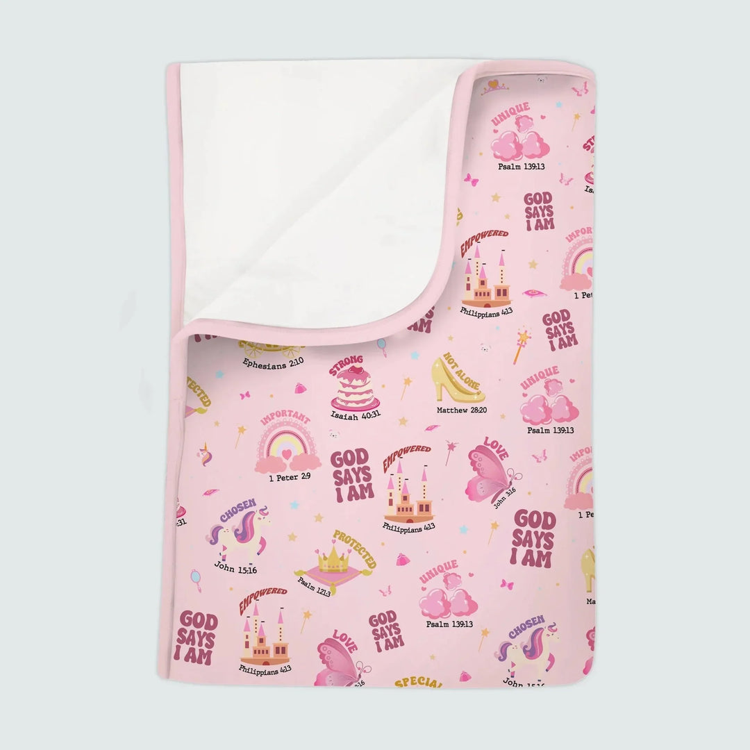 God Says I Am Girl Toddler Blanket , God Says I Am Girl Toddler Blanket - Pink