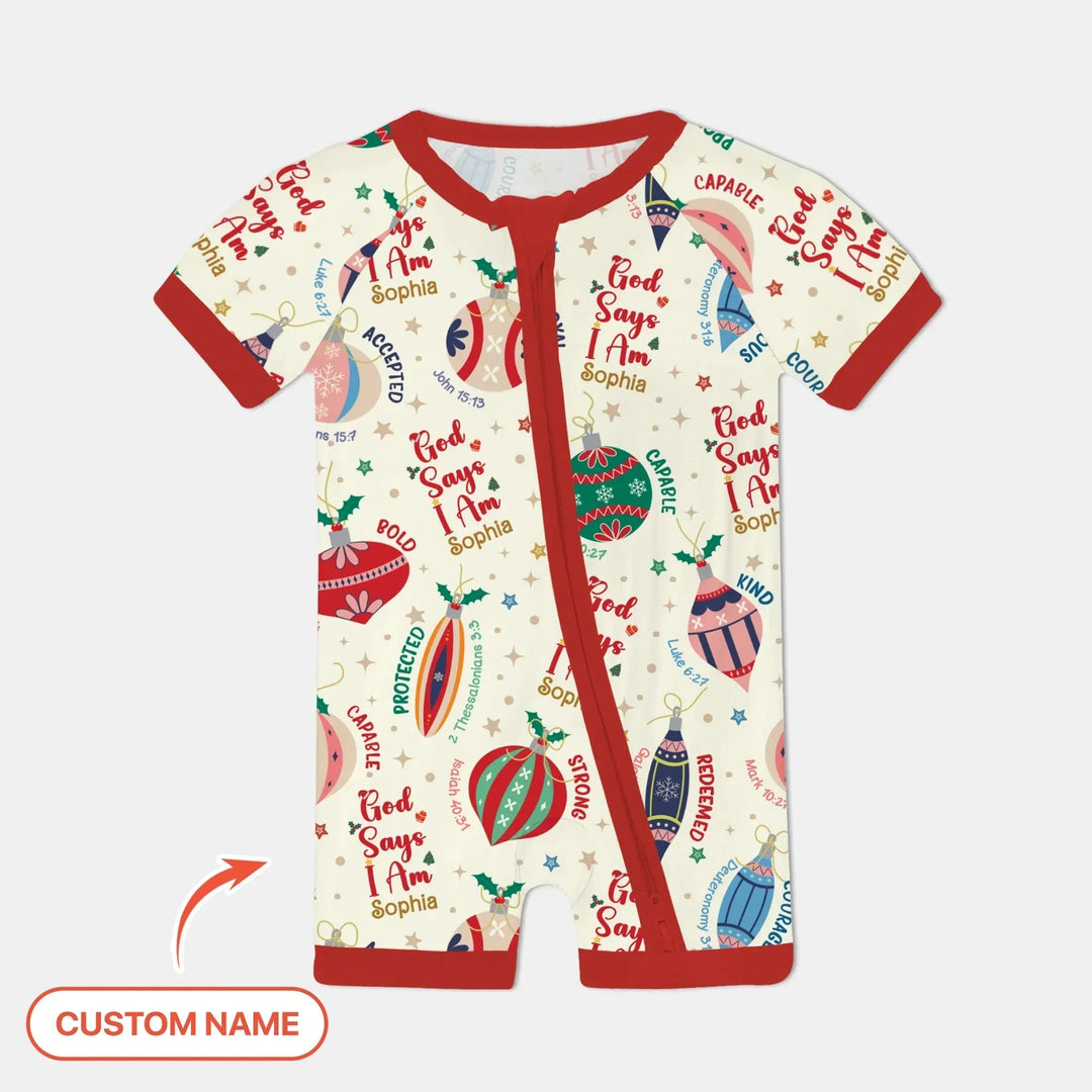 God Says I Am Joyful Christmas Shorty Zippy , God Says I Am Joyful Christmas Shorty Zippy - 0-3M