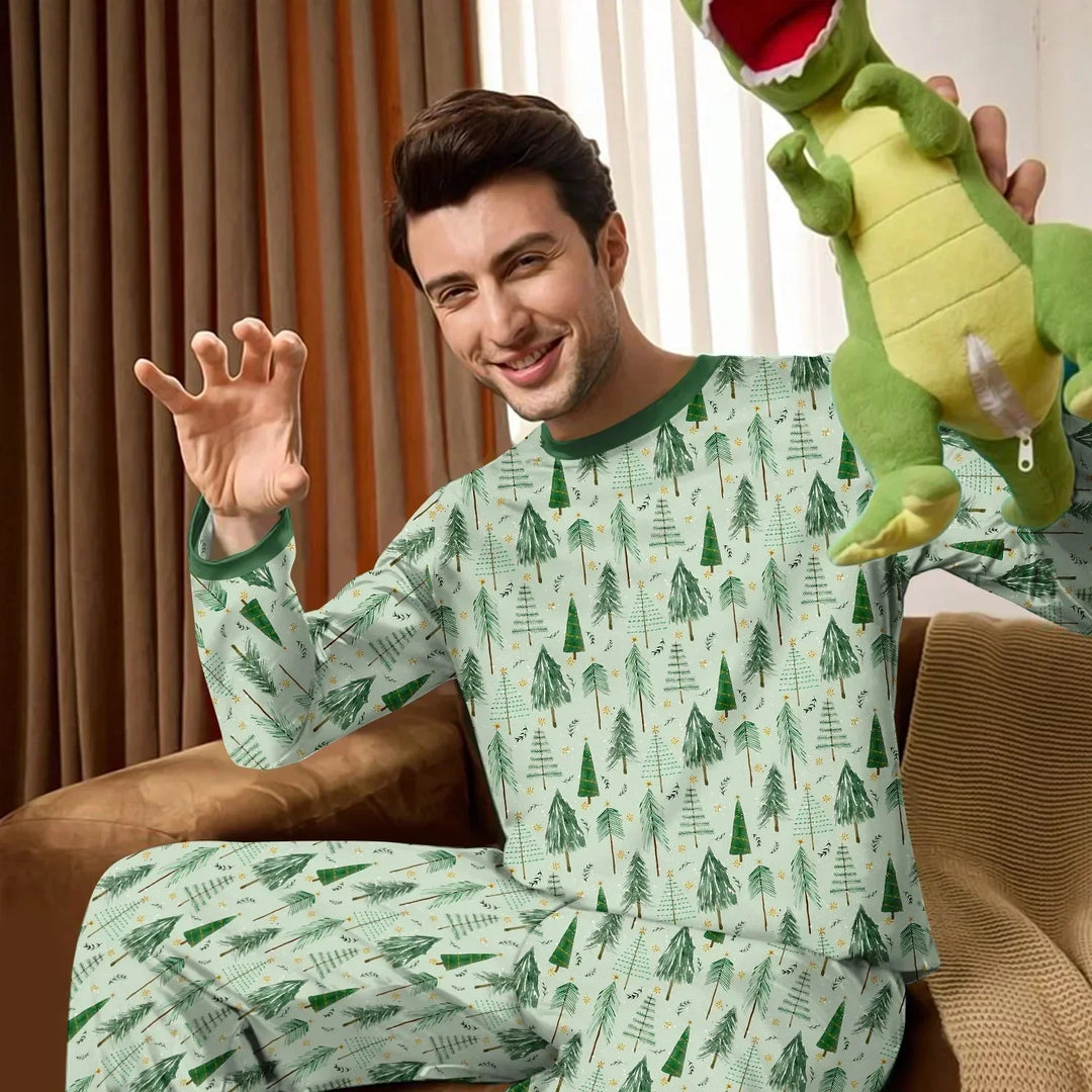 Green Christmas Tree Farm Men's Pajama Set , Green Christmas Tree Farm Men's Pajama Set - Only Shirt / XS