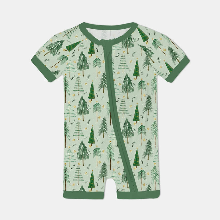 Green Christmas Tree Farm Shorty Zippy , Green Christmas Tree Farm Shorty Zippy - 0-3M