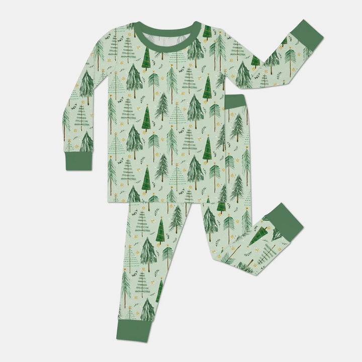 Green Christmas Tree Farm Two Piece Long Sleeve Pajama Set , Green Christmas Tree Farm Two Piece Long Sleeve Pajama Set - 12-18M