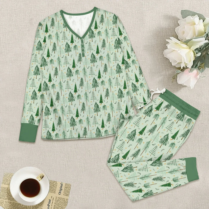 Green Christmas Tree Farm Women Pajama Set , Green Christmas Tree Farm Women Pajama Set - Only Shirt / S