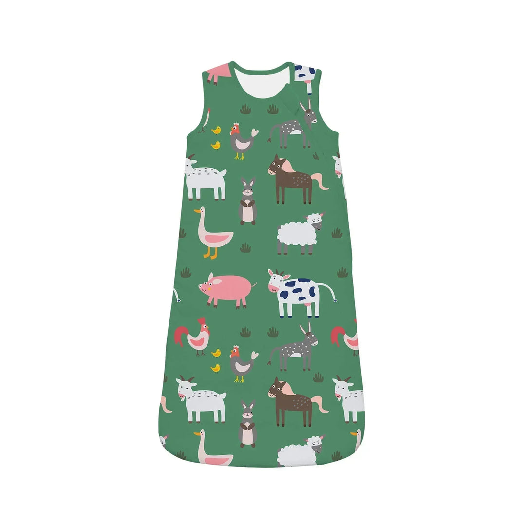 Green Farm Animals Sleep Bag Seasonless 1.0 TOG , Green Farm Animals Sleep Bag Seasonless 1.0 TOG - XS