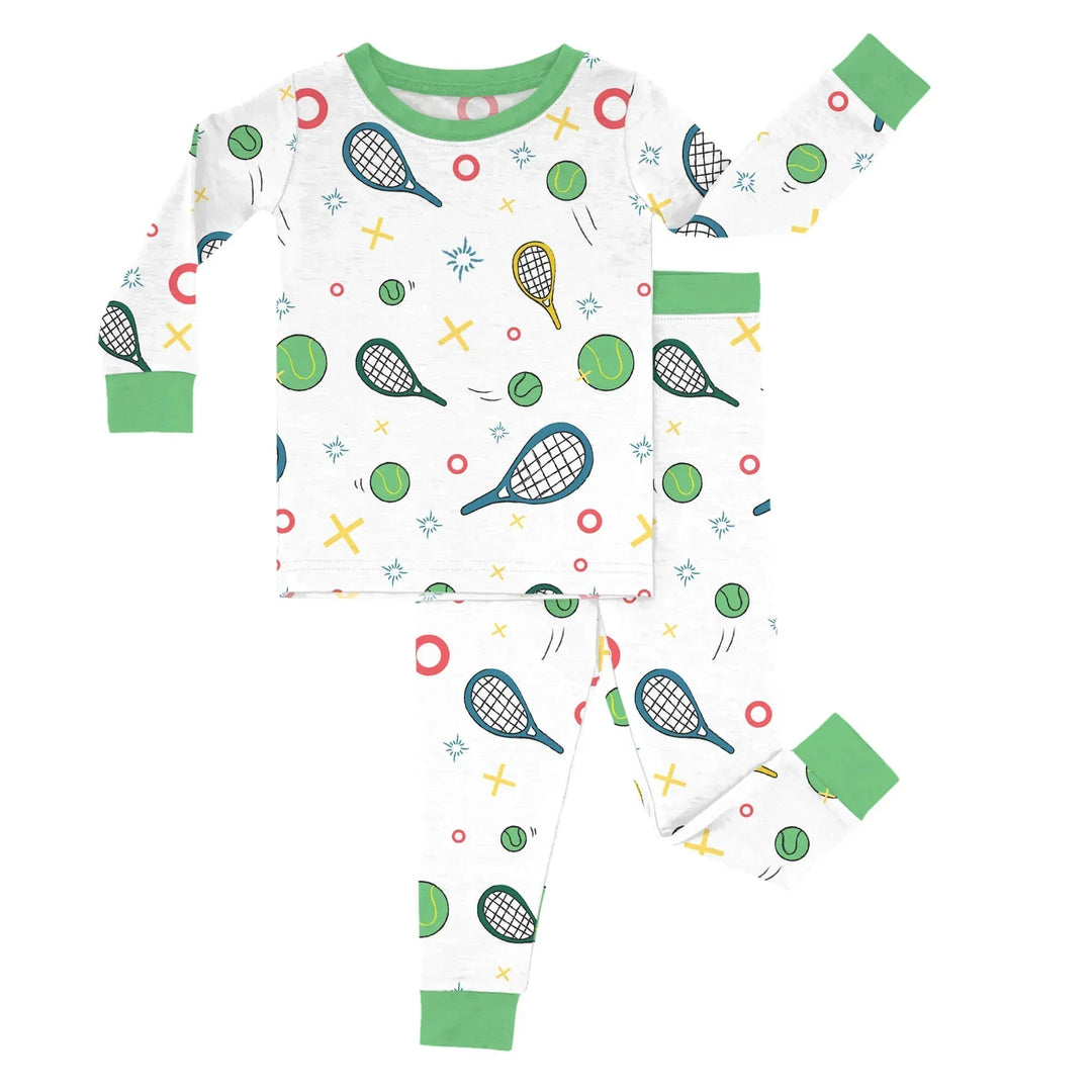 Green Tennis Two Piece Pajama Set , Green Tennis Two Piece Pajama Set - 12-18M