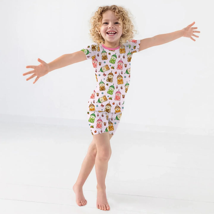 Holiday Bear Cup Bamboo Two Piece Short Sleeve Shorts Pajama Set