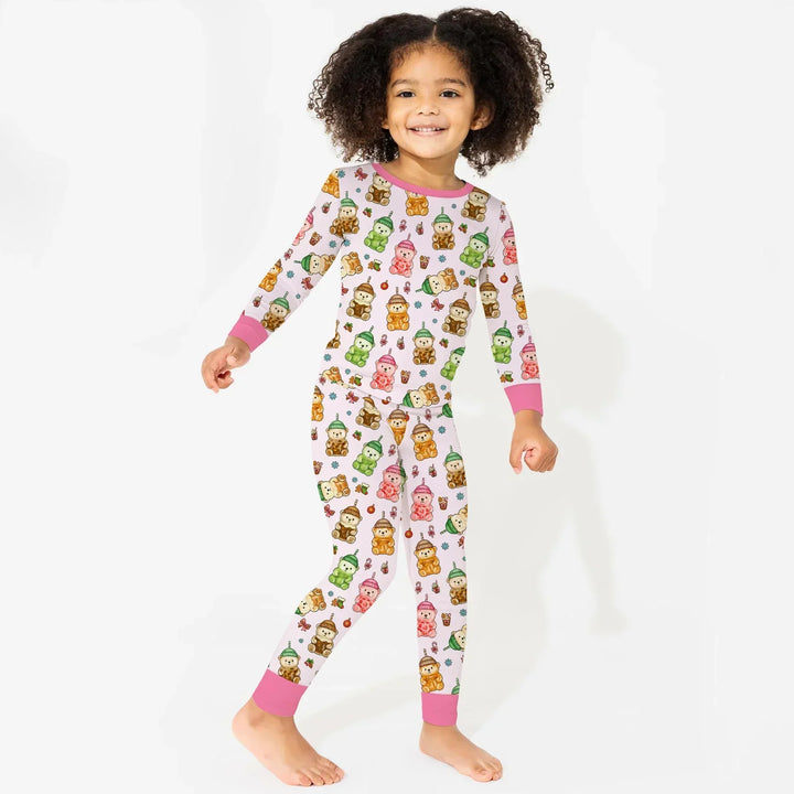 Holiday Bear Cup Bamboo Two Piece Long Sleeve Pajama Set