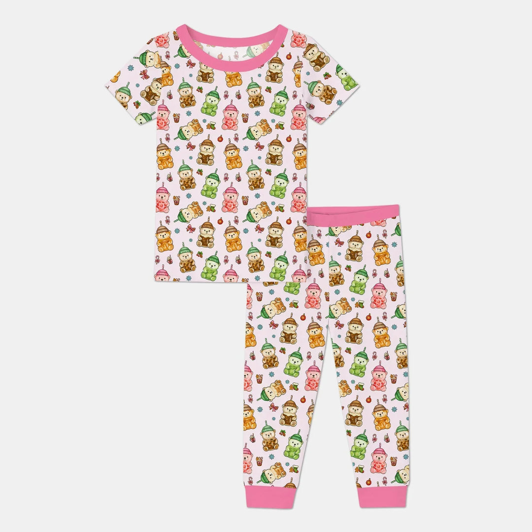 Holiday Bear Cup Bamboo Two Piece Short Sleeve Pajama Set