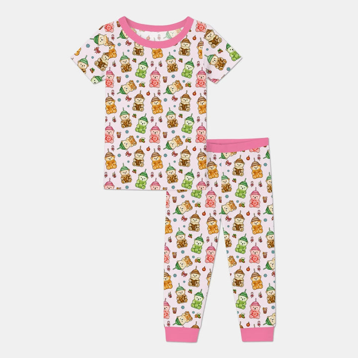 Holiday Bear Cup Bamboo Two Piece Short Sleeve Pajama Set