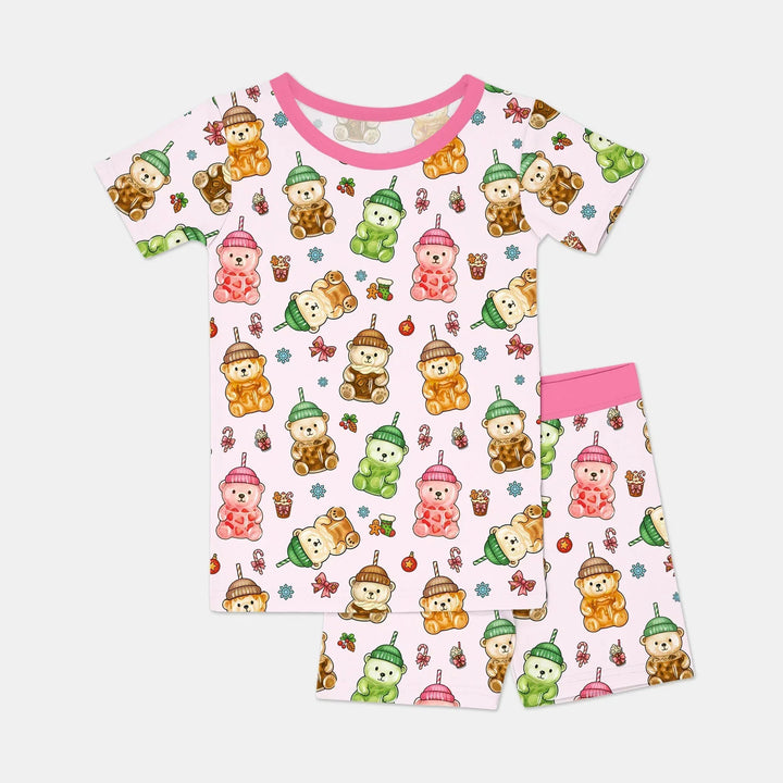 Holiday Bear Cup Bamboo Two Piece Short Sleeve Shorts Pajama Set
