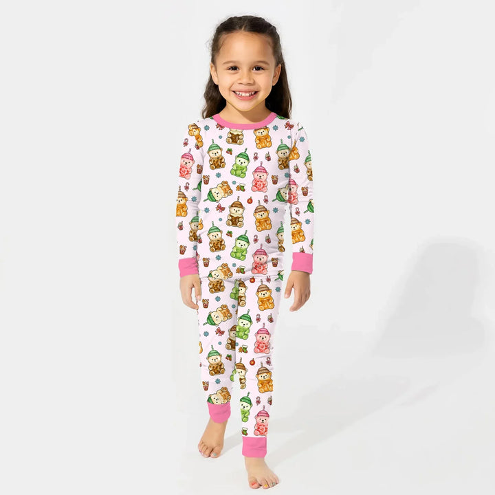 Holiday Bear Cup Bamboo Two Piece Long Sleeve Pajama Set