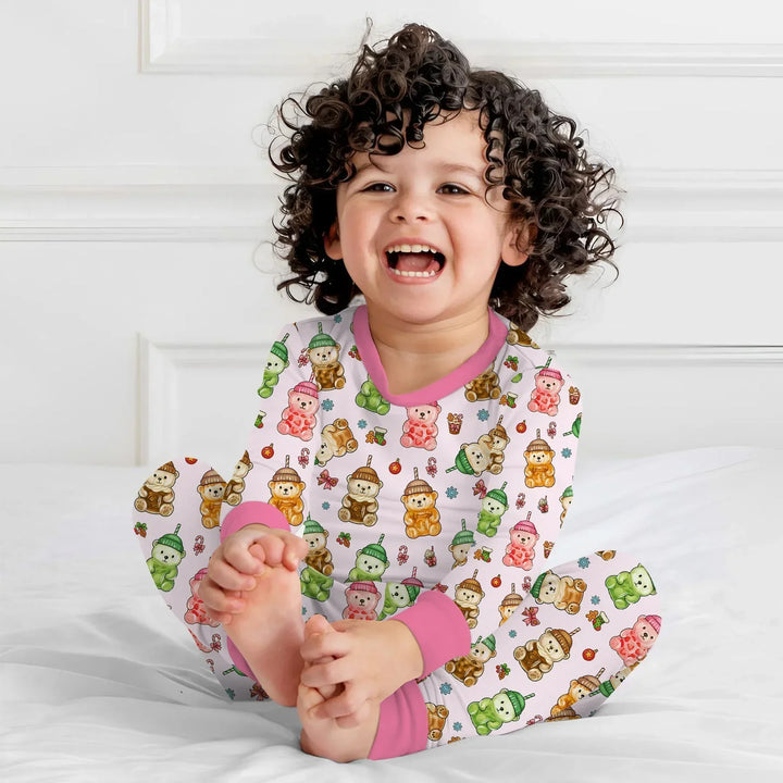 Holiday Bear Cup Bamboo Two Piece Long Sleeve Pajama Set