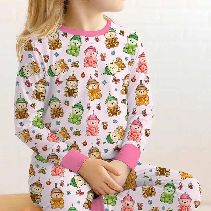 Holiday Bear Cup Bamboo Two Piece Long Sleeve Pajama Set