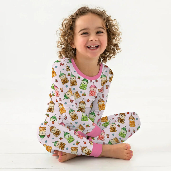 Holiday Bear Cup Bamboo Two Piece Long Sleeve Pajama Set