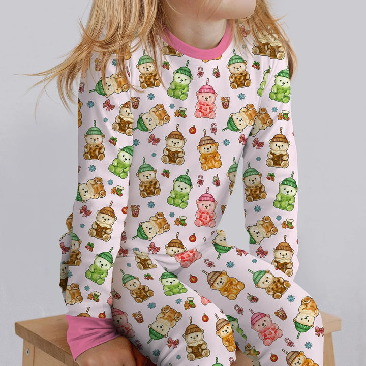 Holiday Bear Cup Bamboo Two Piece Long Sleeve Pajama Set