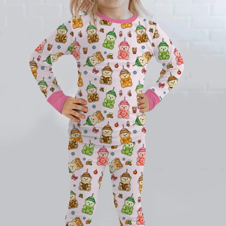 Holiday Bear Cup Bamboo Two Piece Long Sleeve Pajama Set