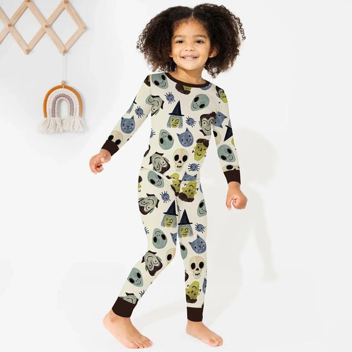 Halloween Face Two Piece Long Sleeve Pajama Set , Halloween Face Two Piece Long Sleeve Pajama Set - 12-18M