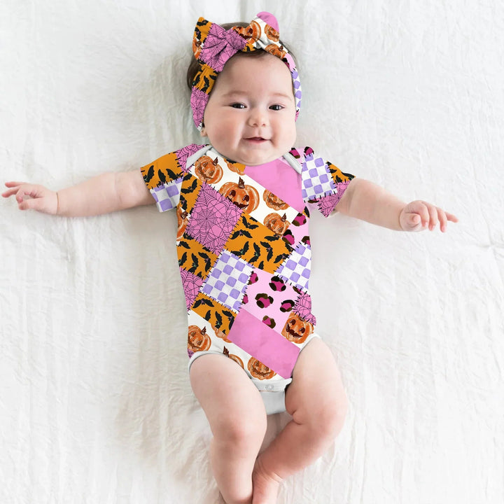 Halloween Patchwork Bodysuit , Halloween Patchwork Bodysuit - Newborn / Long Sleeve