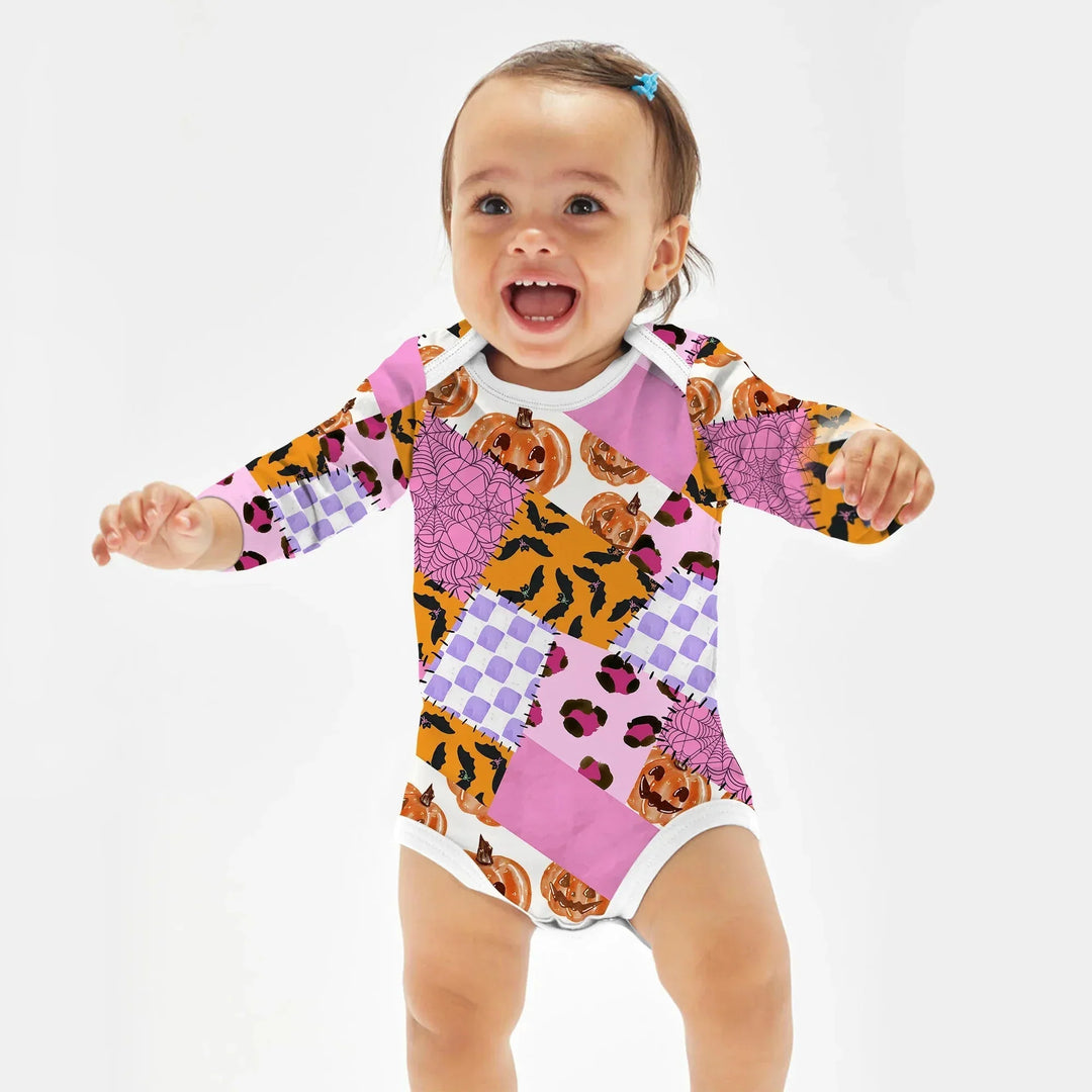 Halloween Patchwork Bodysuit , Halloween Patchwork Bodysuit - Newborn / Long Sleeve