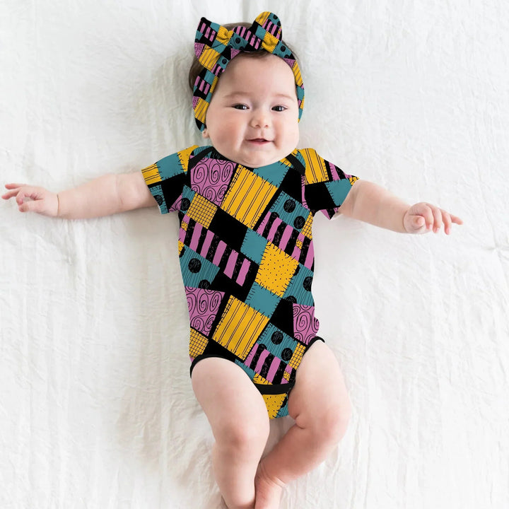 Halloween Patchwork Cartoon Bodysuit , Halloween Patchwork Cartoon Bodysuit - Newborn / Long Sleeve