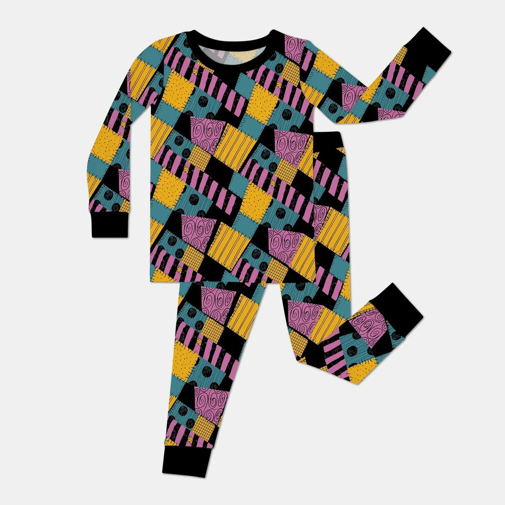 Halloween Patchwork Cartoon Two Piece Long Sleeve Pajama Set , Halloween Patchwork Cartoon Two Piece Long Sleeve Pajama Set - 12-18M