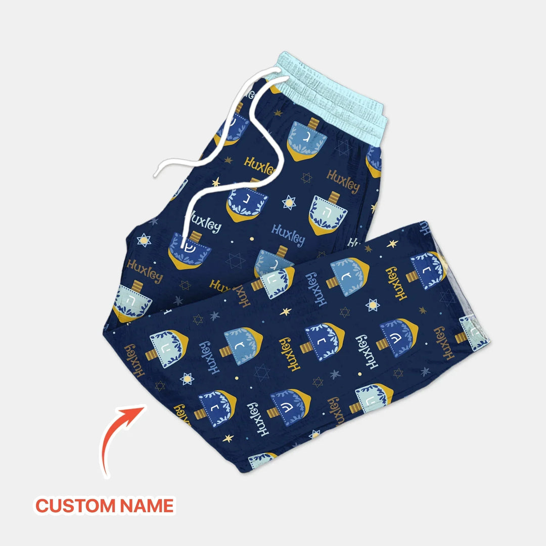 Hanukkah Dreidels Men's Pajama Set , Hanukkah Dreidels Men's Pajama Set - Only Pants / XS