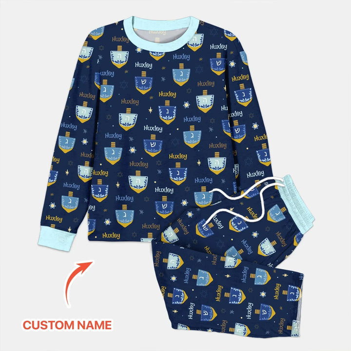 Hanukkah Dreidels Men's Pajama Set , Hanukkah Dreidels Men's Pajama Set - Combo Shirt & Pants / XS