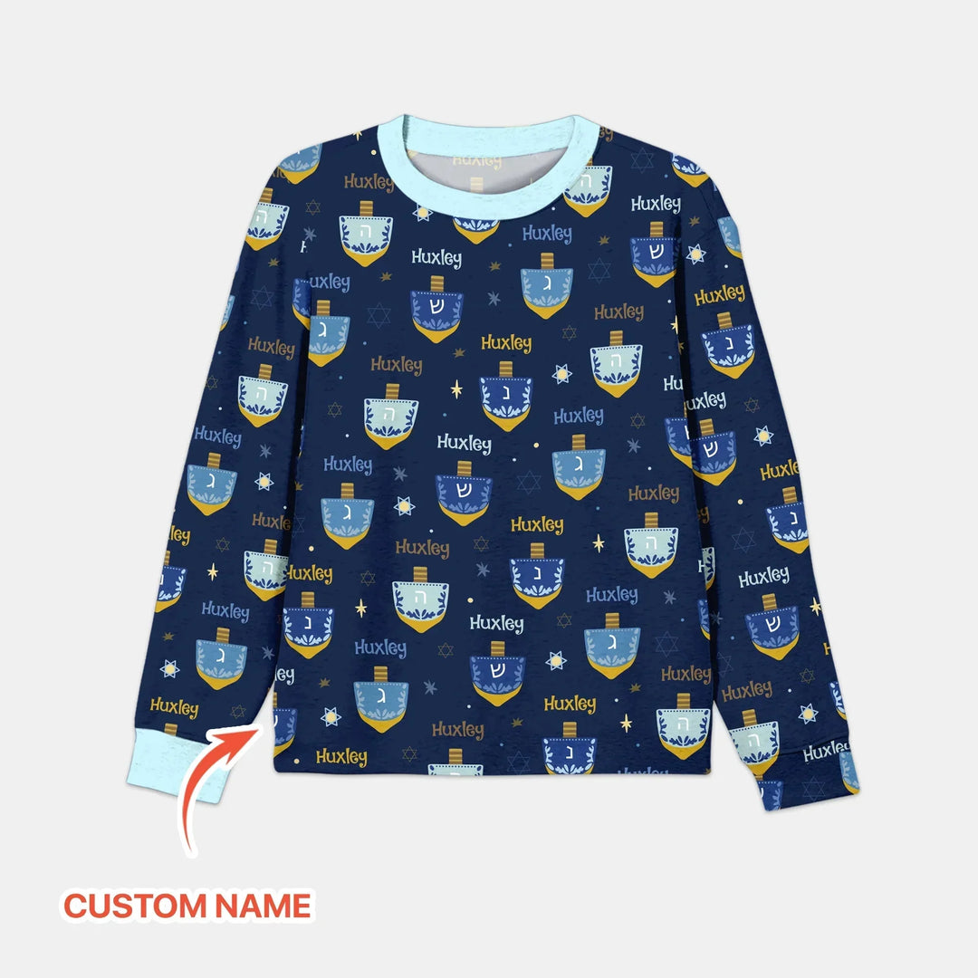 Hanukkah Dreidels Men's Pajama Set , Hanukkah Dreidels Men's Pajama Set - Only Shirt / XS