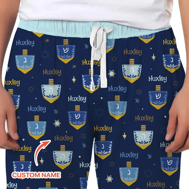 Hanukkah Dreidels Men's Pajama Set , Hanukkah Dreidels Men's Pajama Set - Only Shirt / XS