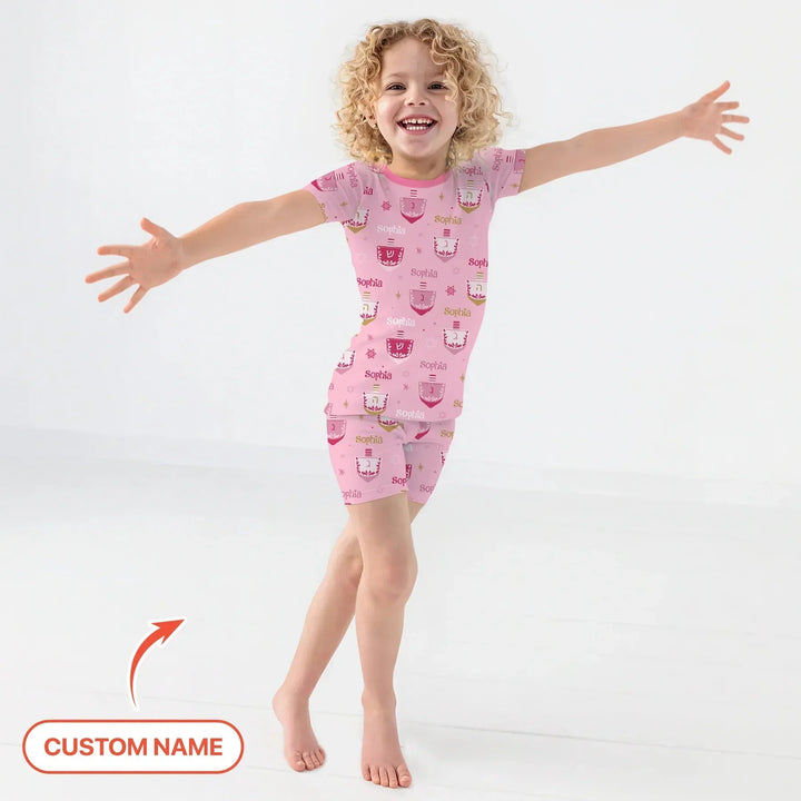 Hanukkah Dreidels Two Piece Short Sleeve Shorts Pajama Set , Hanukkah Dreidels Two Piece Short Sleeve Shorts Pajama Set - 12-18M