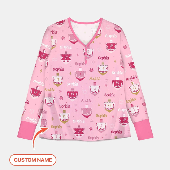 Hanukkah Dreidels Women Pajama Set , Hanukkah Dreidels Women Pajama Set - Only Shirt / S