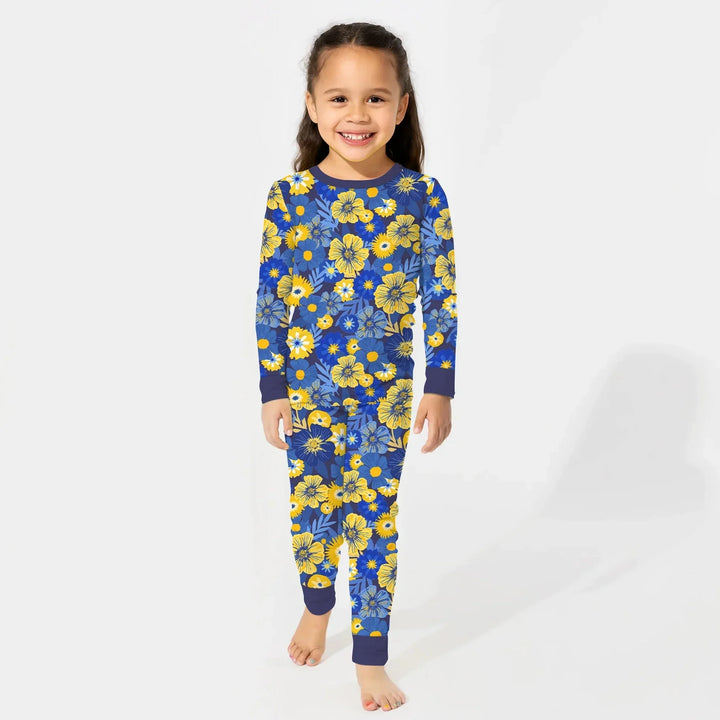 Hanukkah Little Flowers Girl Two Piece Long Sleeve Pajama Set , Hanukkah Little Flowers Girl Two Piece Long Sleeve Pajama Set - 12-18M