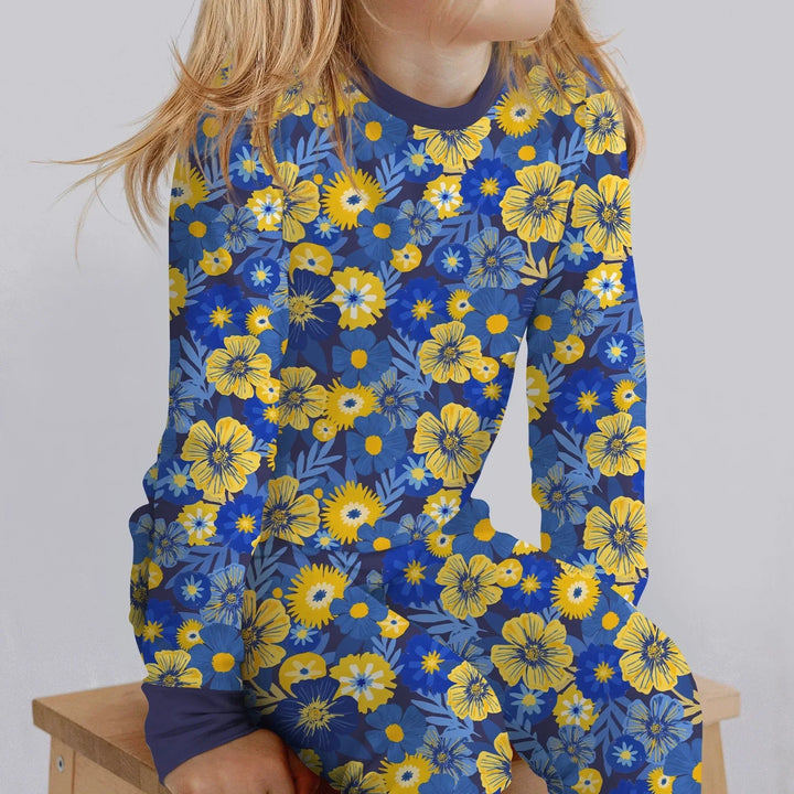 Hanukkah Little Flowers Girl Two Piece Long Sleeve Pajama Set , Hanukkah Little Flowers Girl Two Piece Long Sleeve Pajama Set - 12-18M