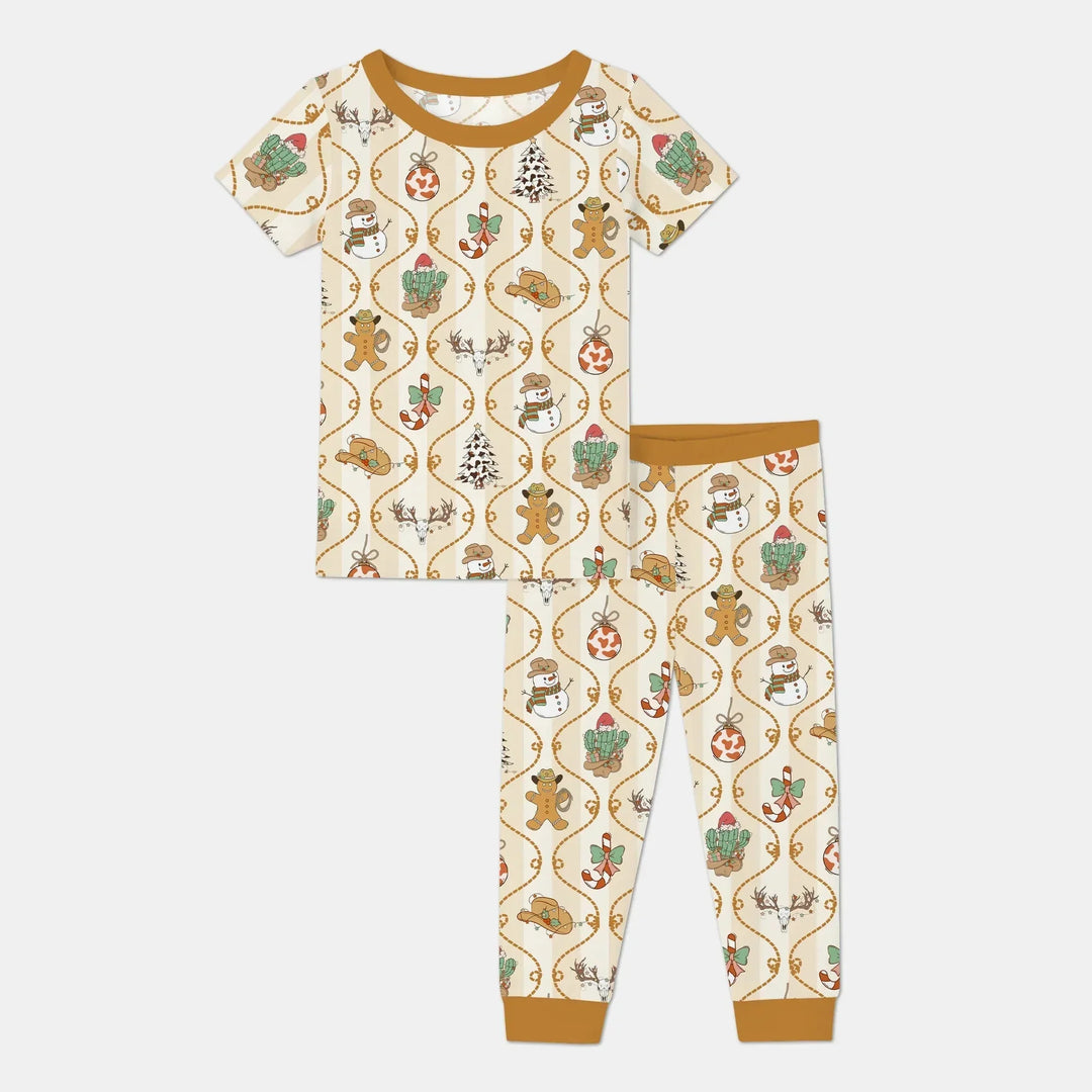Howdy Christmas Two Piece Short Sleeve Pajama Set , Howdy Christmas Two Piece Short Sleeve Pajama Set - 12-18M
