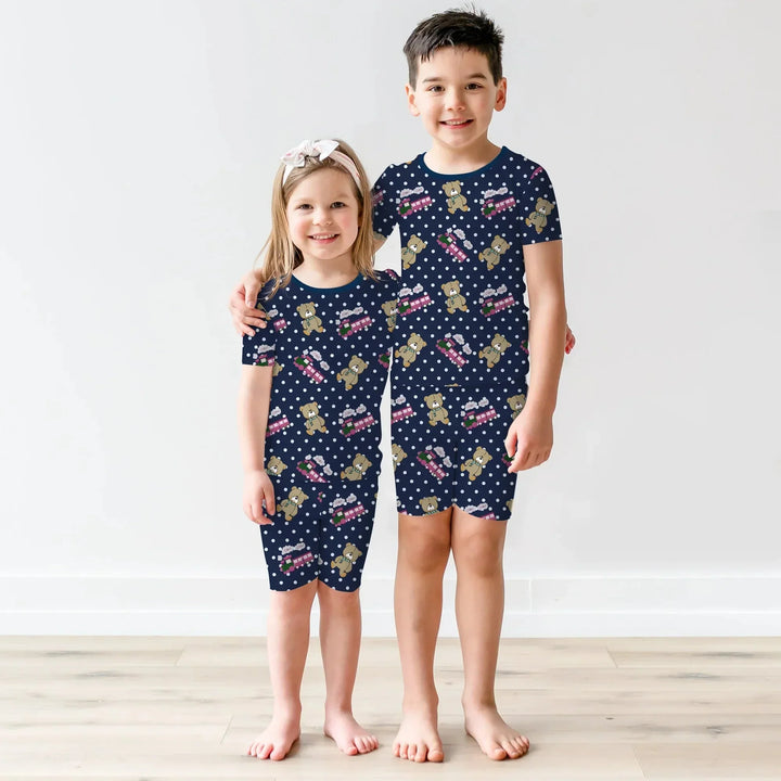 Huntrix Choo Choo Two Piece Short Sleeve Shorts Pajama Set , Huntrix Choo Choo Two Piece Short Sleeve Shorts Pajama Set - 12-18M