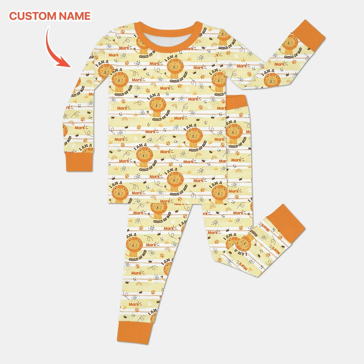 I Am A Child Of God Custom Name Boy Two Piece Long Sleeve Pajama Set , I Am A Child Of God Custom Name Boy Two Piece Long Sleeve Pajama Set - 12-18M