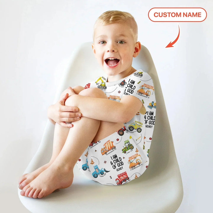 I Am A Child Of God Custom Name Two Piece Short Sleeve Shorts Pajama Set , I Am A Child Of God Custom Name Two Piece Short Sleeve Shorts Pajama Set - 12-18M