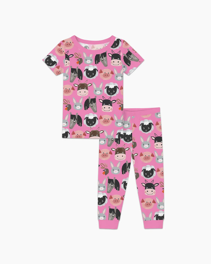 Farm Friends Family Matching Bamboo Two Piece Short Sleeve Pajama Set