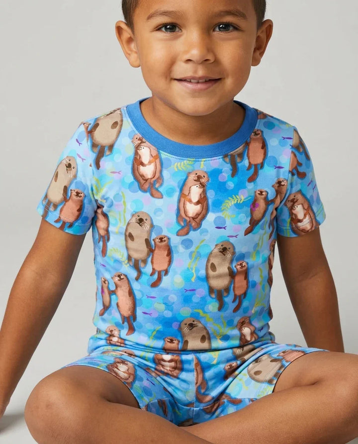 Otterly Together Bamboo Two Piece Short Sleeve Shorts Pajama Set