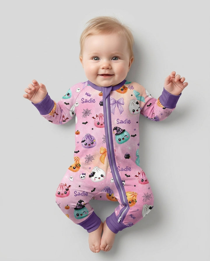 Custom Name Spooky Dumpling Bamboo Convertible Zippy