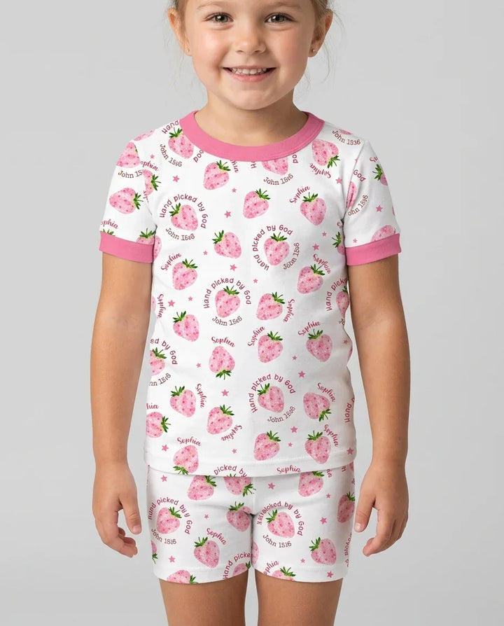 Hand Picked By God Custom Name Bamboo Two Piece Short Sleeve Shorts Pajama Set