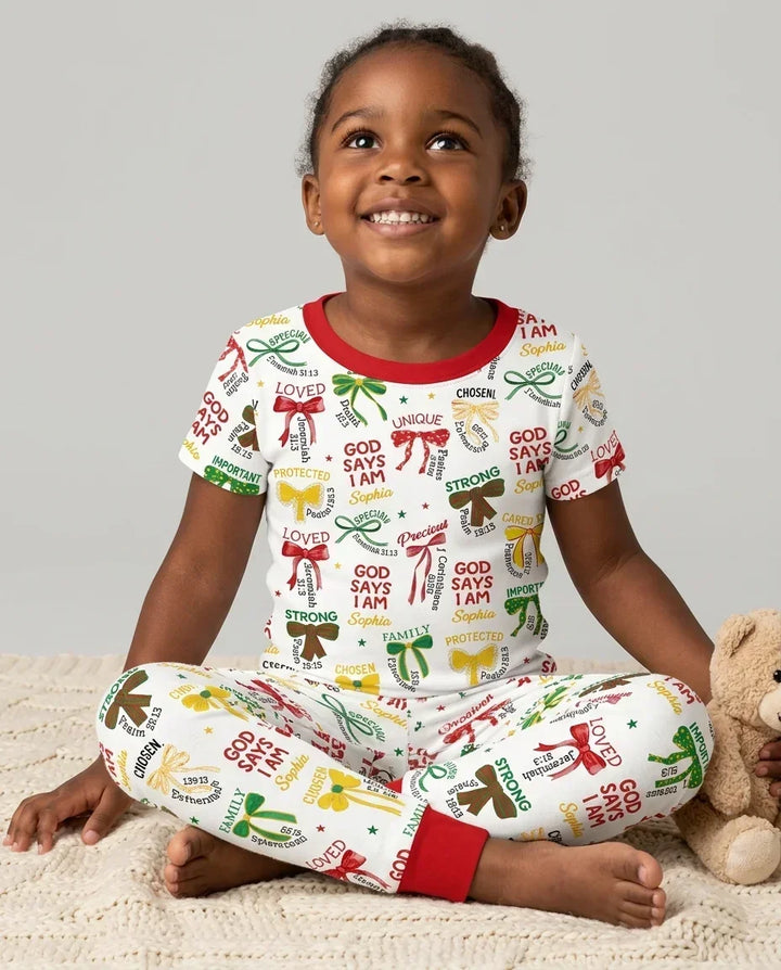 Juneteenth God Says I AM Bamboo Two Piece Short Sleeve Pajama Set
